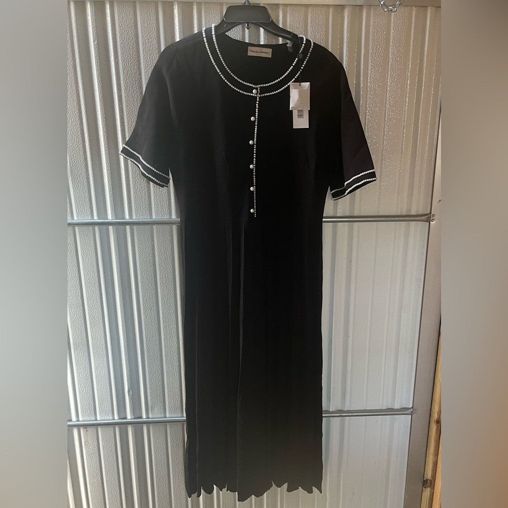 Elie Tahari Leona pearl embellished sweater dress - Picture 5 of 10